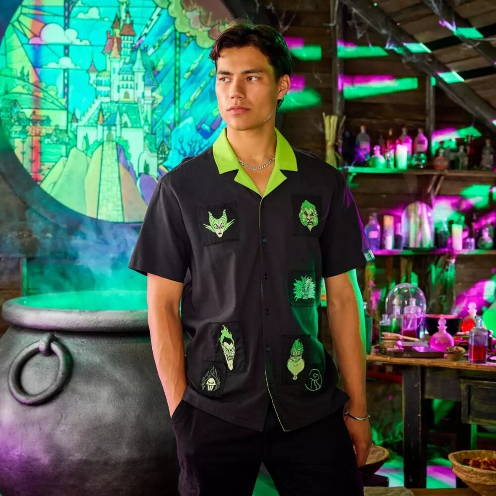 Disney Villains Glow-in-the-Dark Woven Shirt for Men by Our Universe XXL